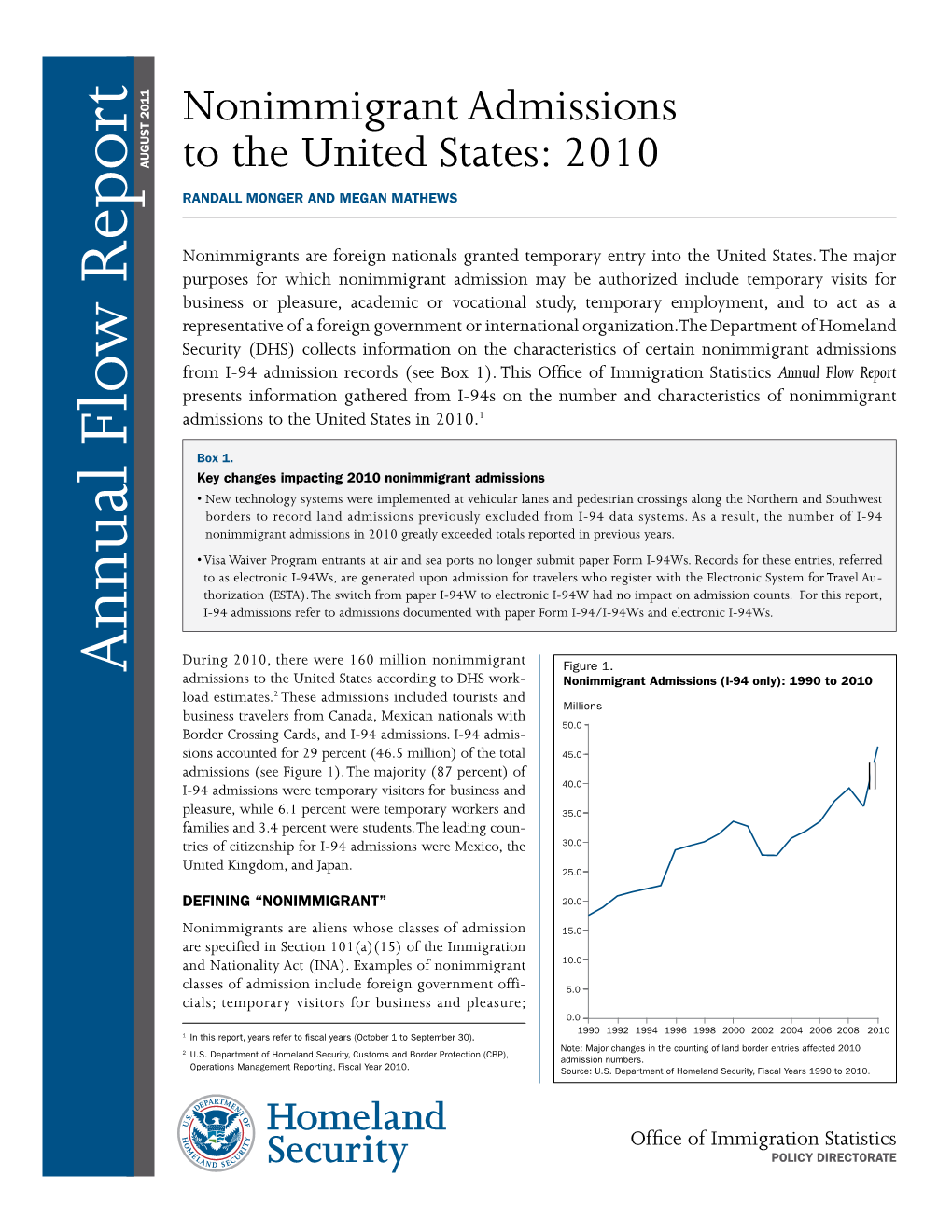 Nonimmigrant Admissions to the United States: 2010