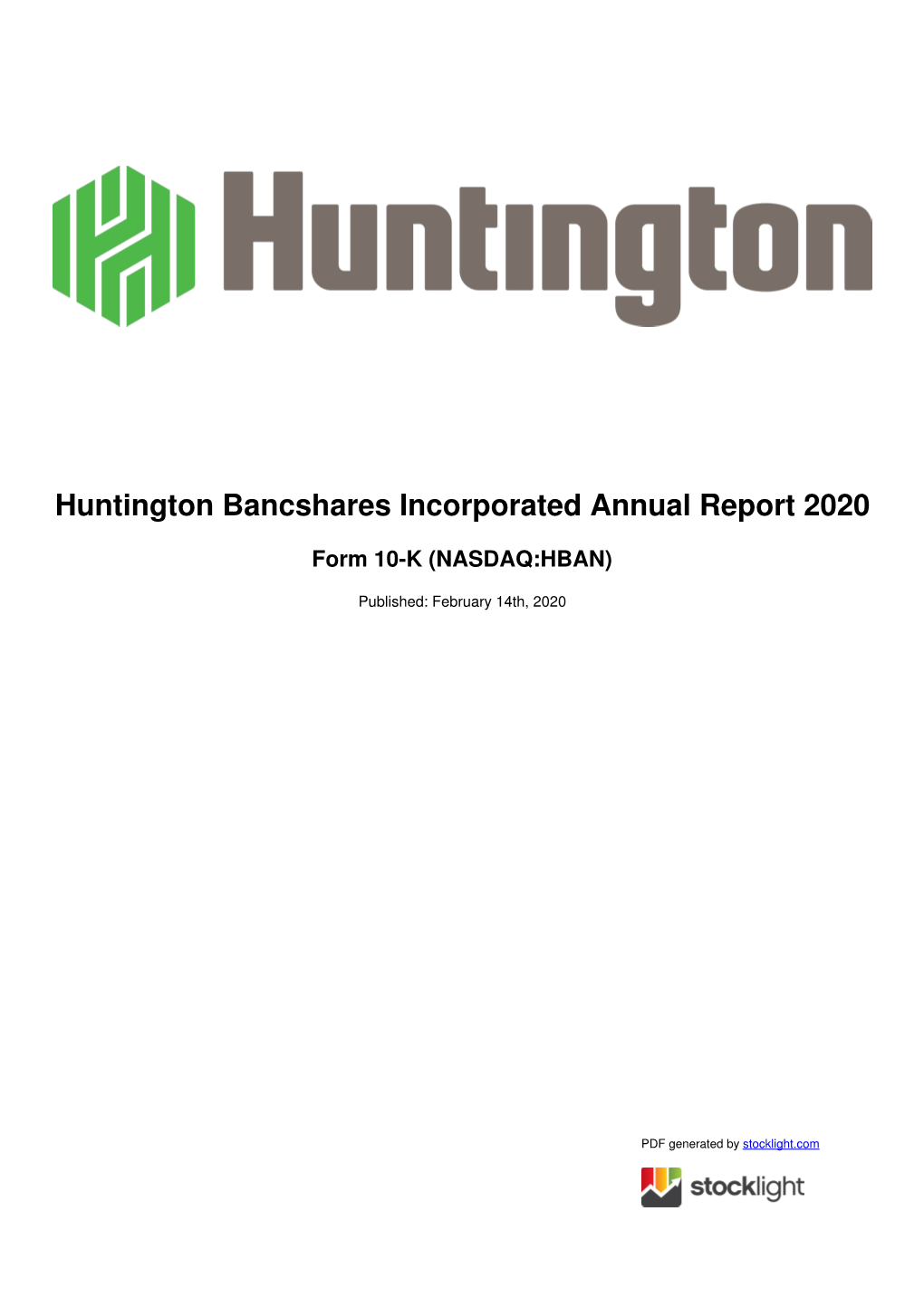 Huntington Bancshares Incorporated Annual Report 2020