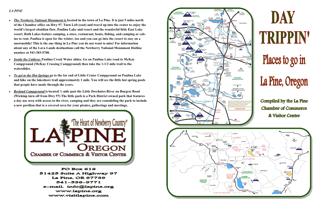 LA PINE the Newberry National Monument Is Located in the Town Of