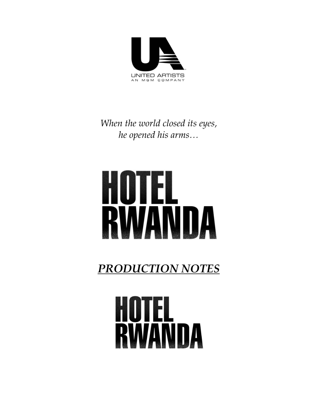 Hotel Rwanda Production Notes