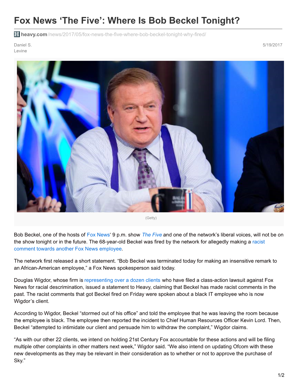 Fox News 'The Five': Where Is Bob Beckel Tonight?