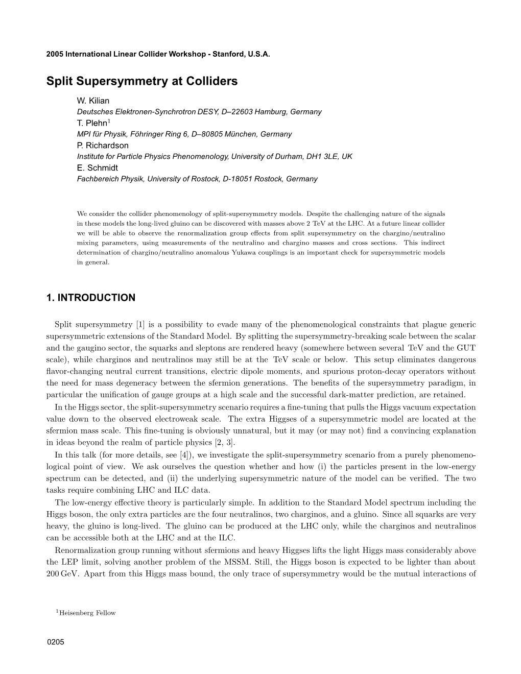 Split Supersymmetry at Colliders