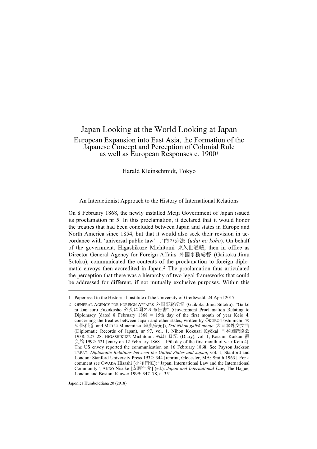 Japan Looking at the World Looking at Japan : European Expansion Into