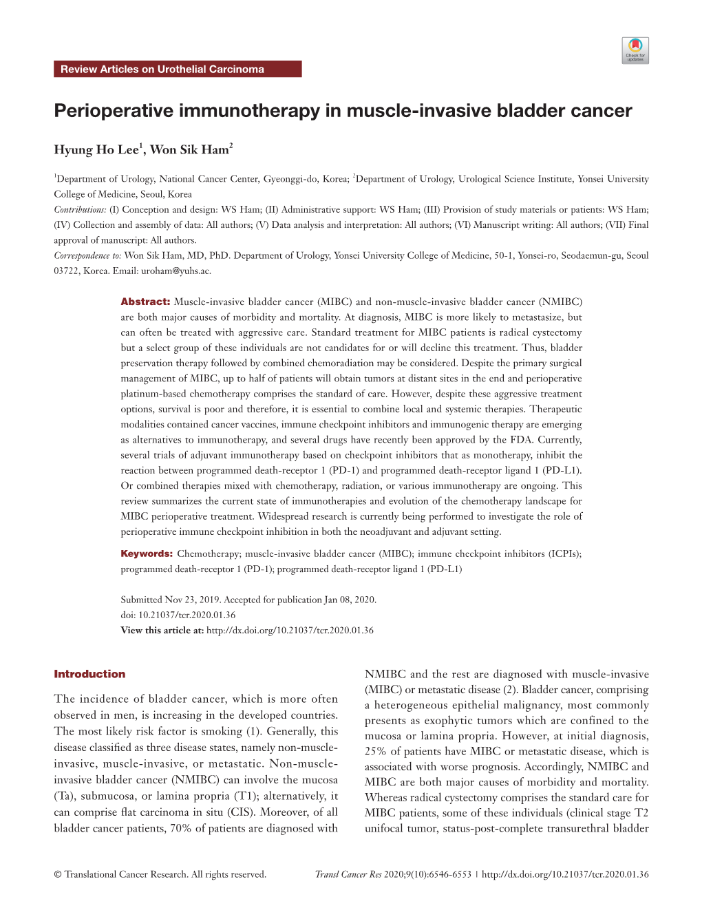 Perioperative Immunotherapy in Muscle-Invasive Bladder Cancer