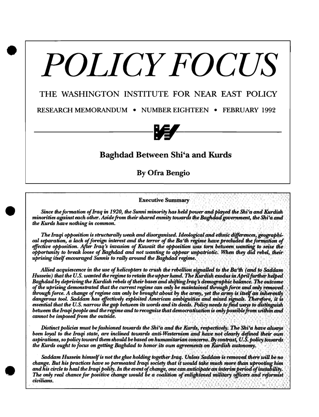 Policyfocus the Washington Institute for Near East Policy