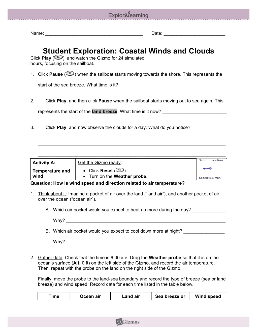 Student Exploration Sheet: Growing Plants s17