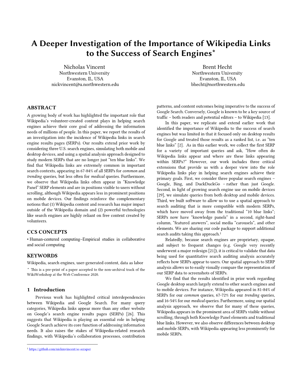 A Deeper Investigation of the Importance of Wikipedia Links to the Success of Search Engines*