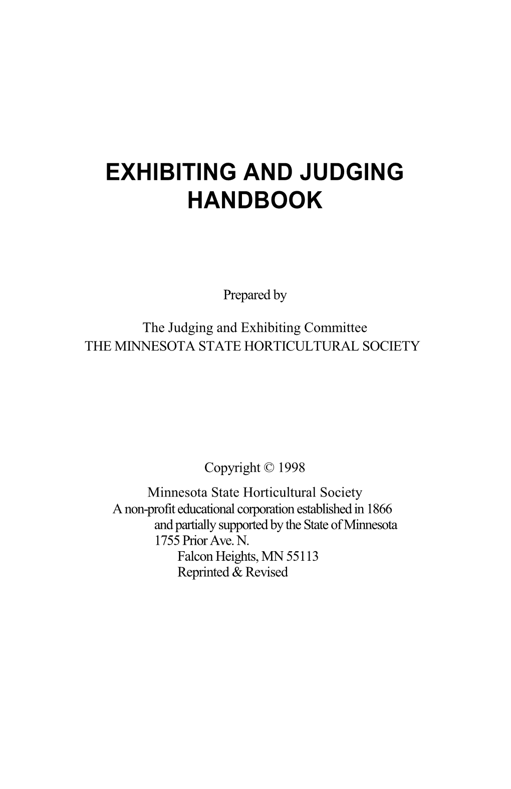 Exhibiting and Judging Handbook