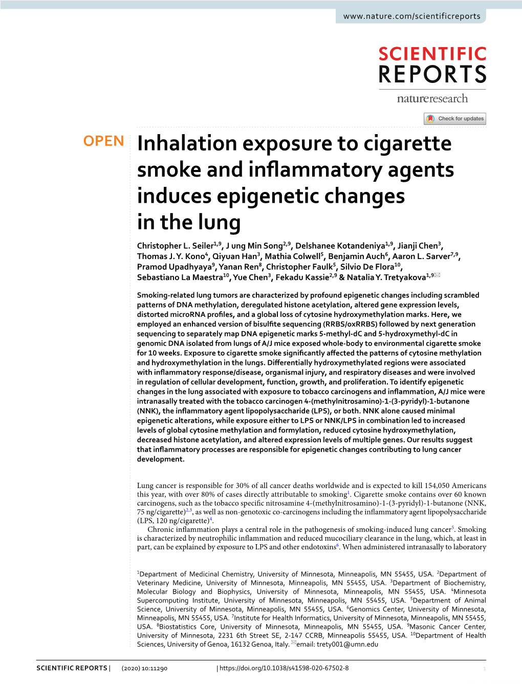 Inhalation Exposure to Cigarette Smoke and Inflammatory Agents