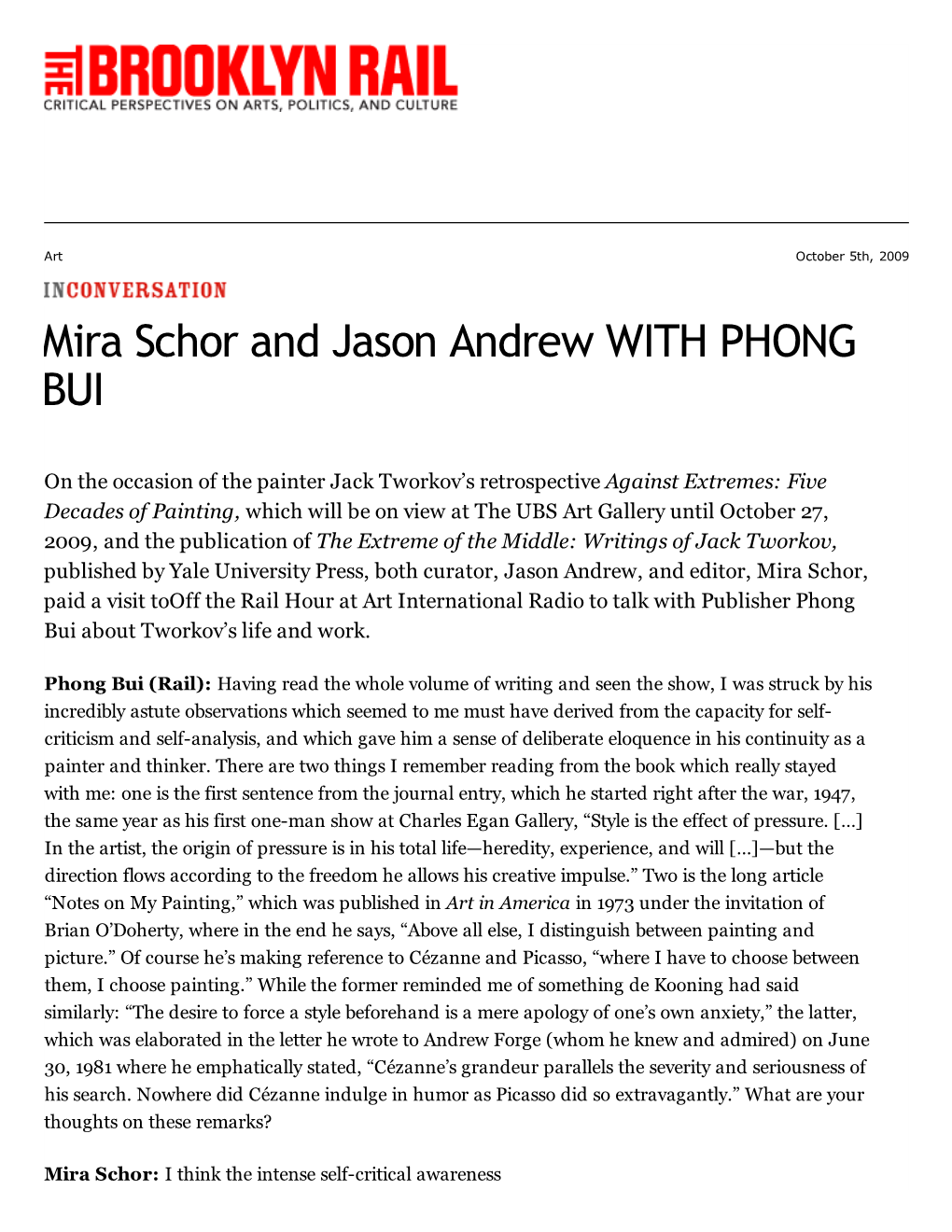 Mira Schor and Jason Andrew with PHONG BUI
