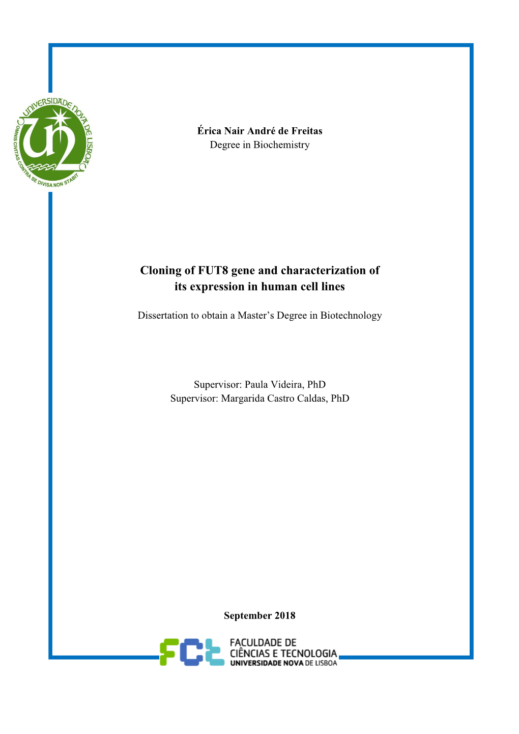 Cloning of FUT8 Gene and Characterization of Its Expression in Human Cell Lines