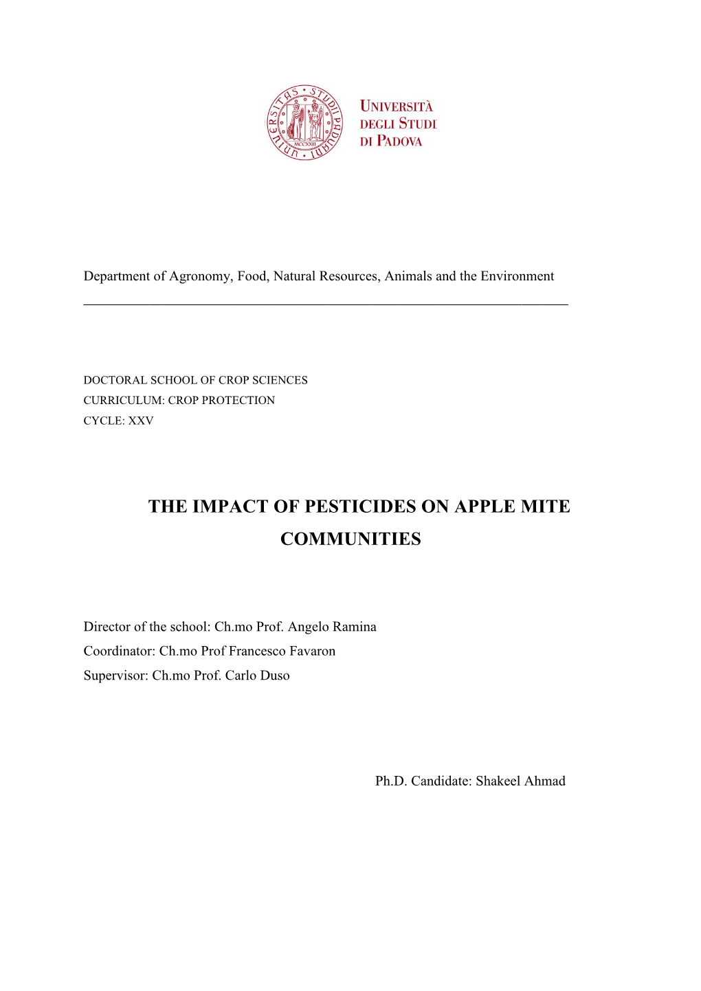 The Impact of Pesticides on Apple Mite Communities