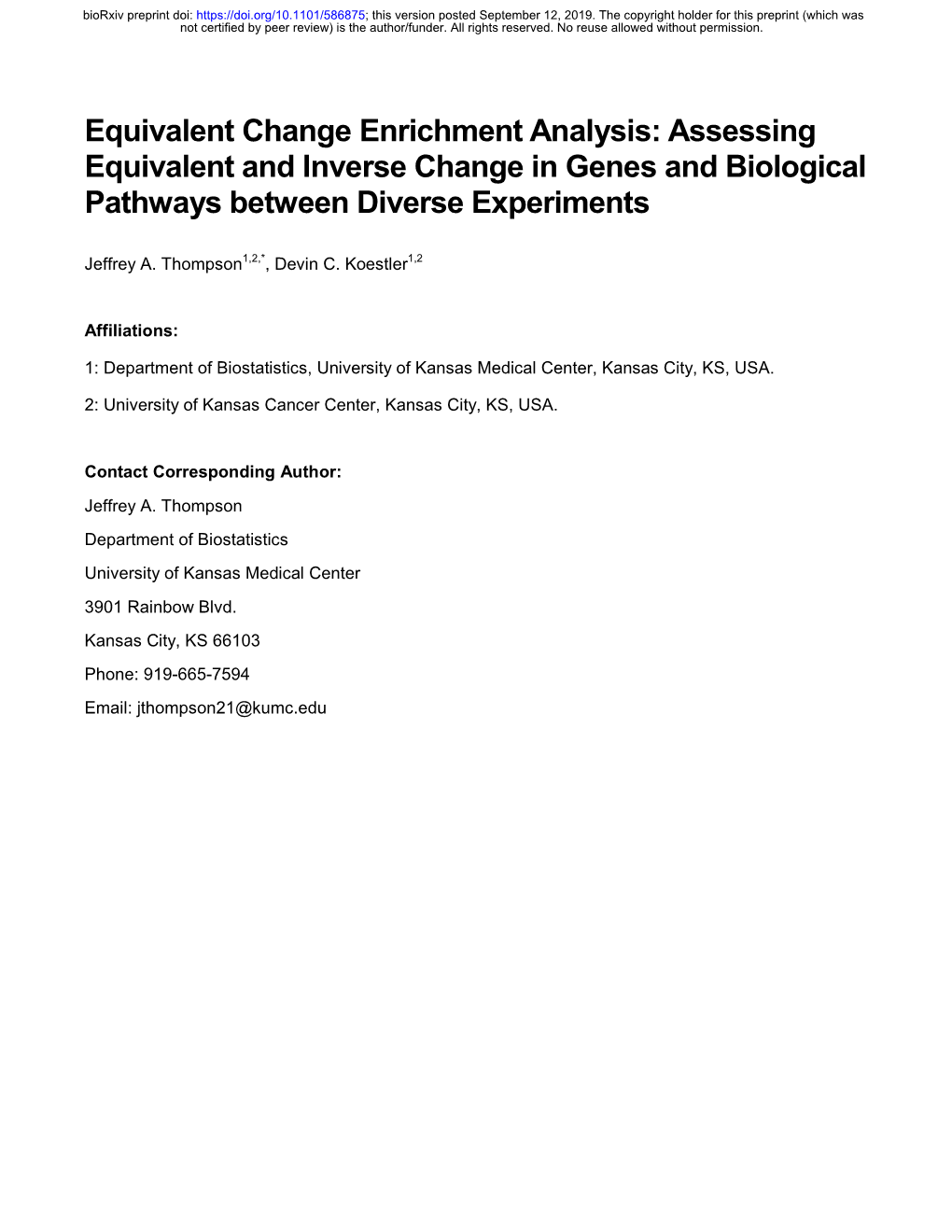 Assessing Equivalent and Inverse Change in Genes and Biological Pathways Between Diverse Experiments