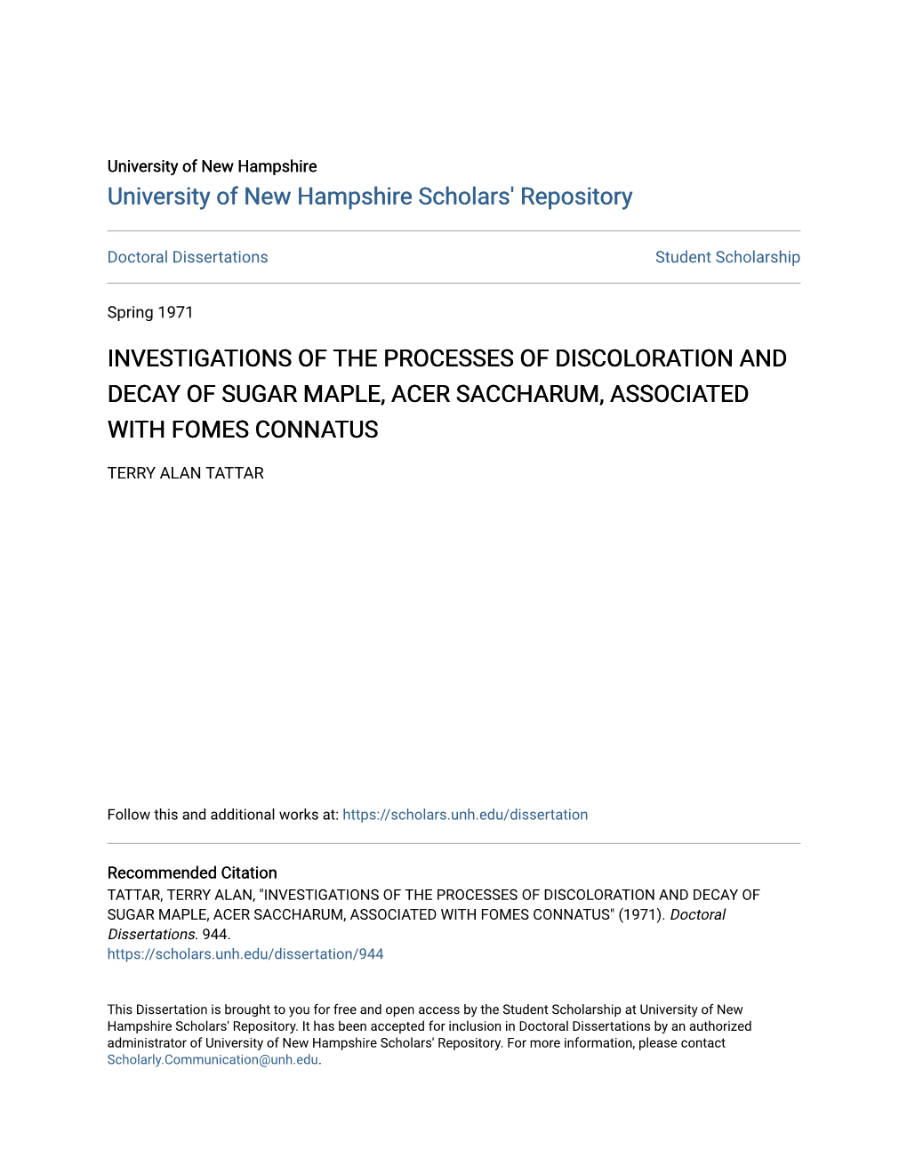 Investigations of the Processes of Discoloration and Decay of Sugar Maple, Acer Saccharum, Associated with Fomes Connatus