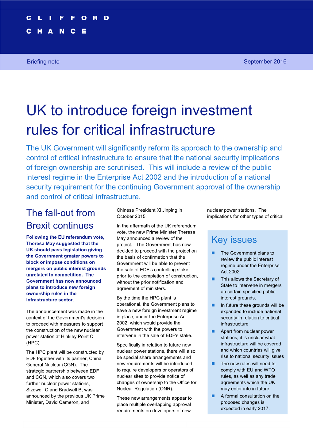 UK to Introduce Foreign Investment Rules for Critical Infrastructure 1