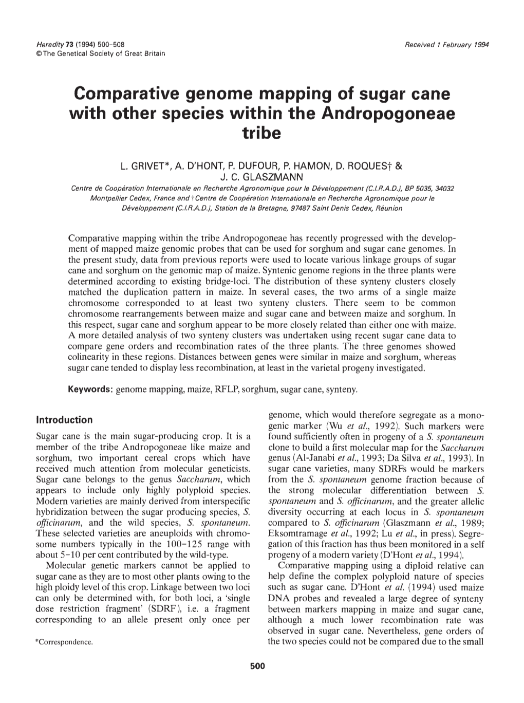 With Other Species Within the Andropogoneae Tribe