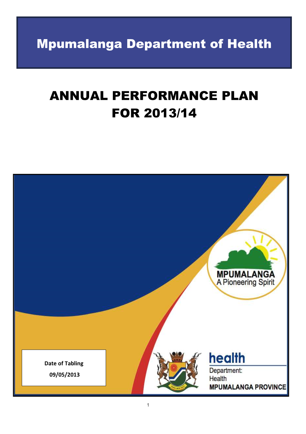 Annual Performance Plan for 2013-14