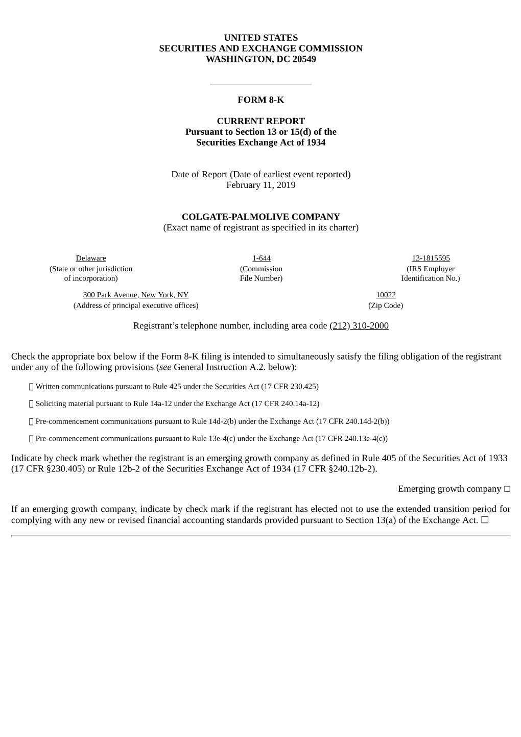 United States Securities and Exchange Commission Washington, Dc 20549