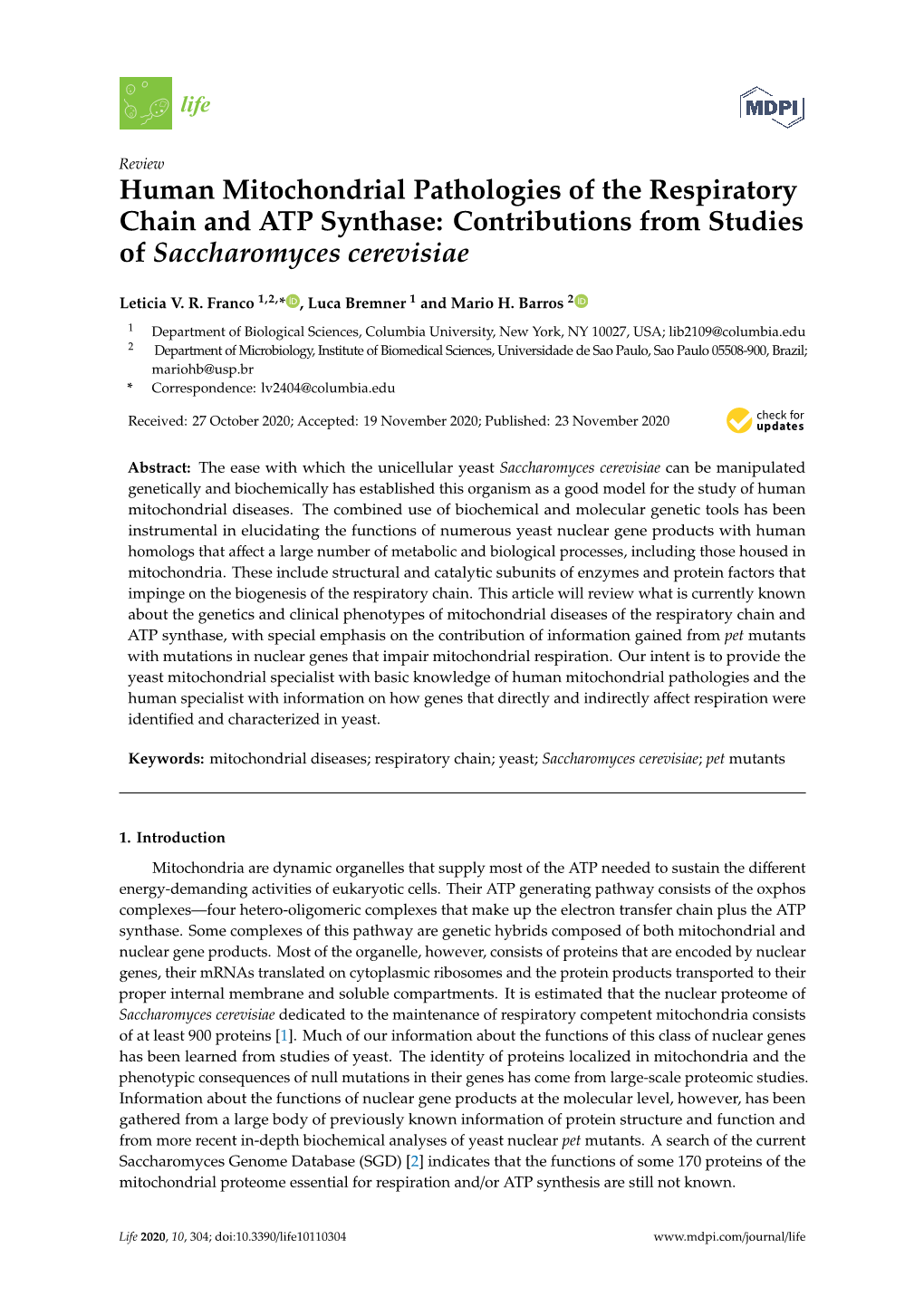 Human Mitochondrial Pathologies of the Respiratory Chain and ATP Synthase: Contributions from Studies of Saccharomyces Cerevisiae