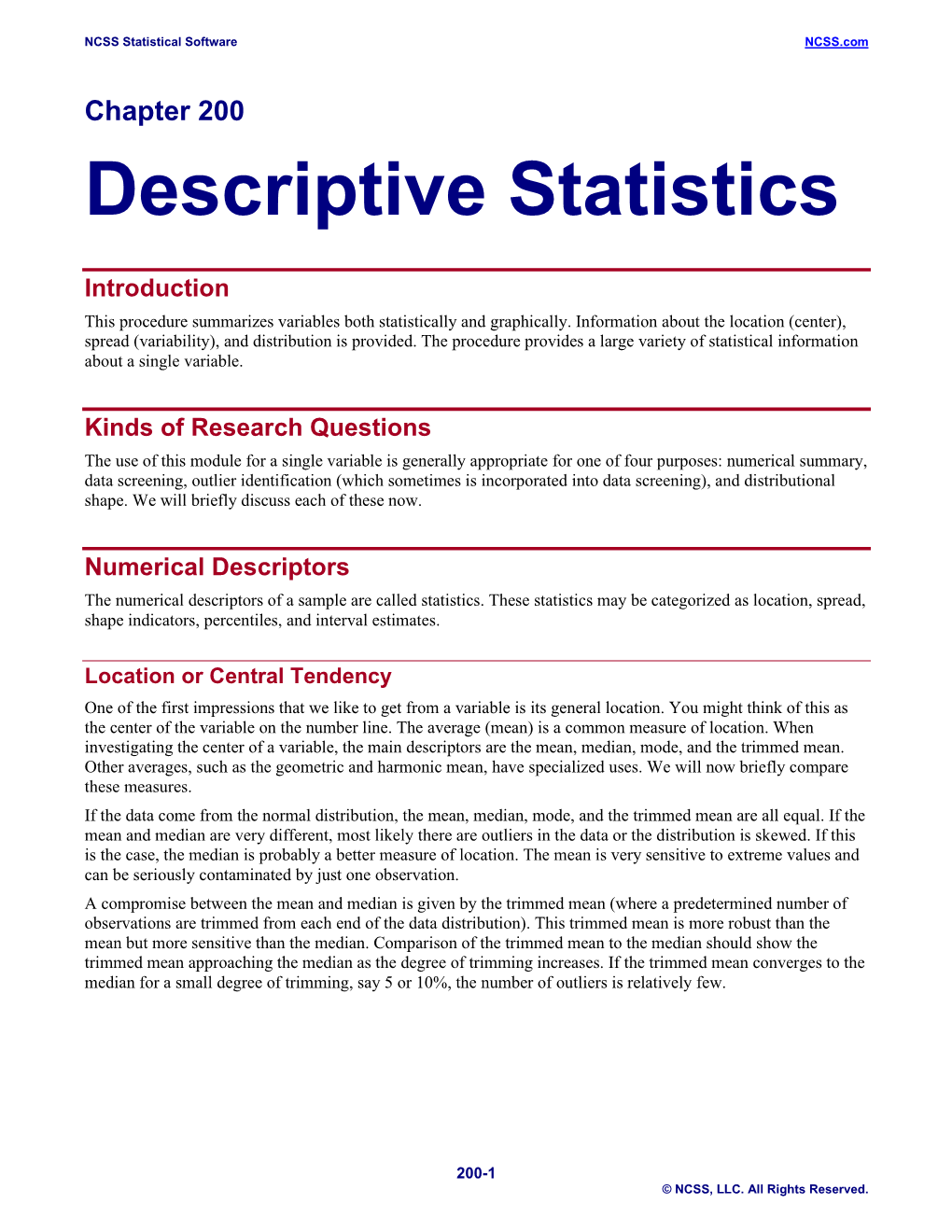 Descriptive Statistics