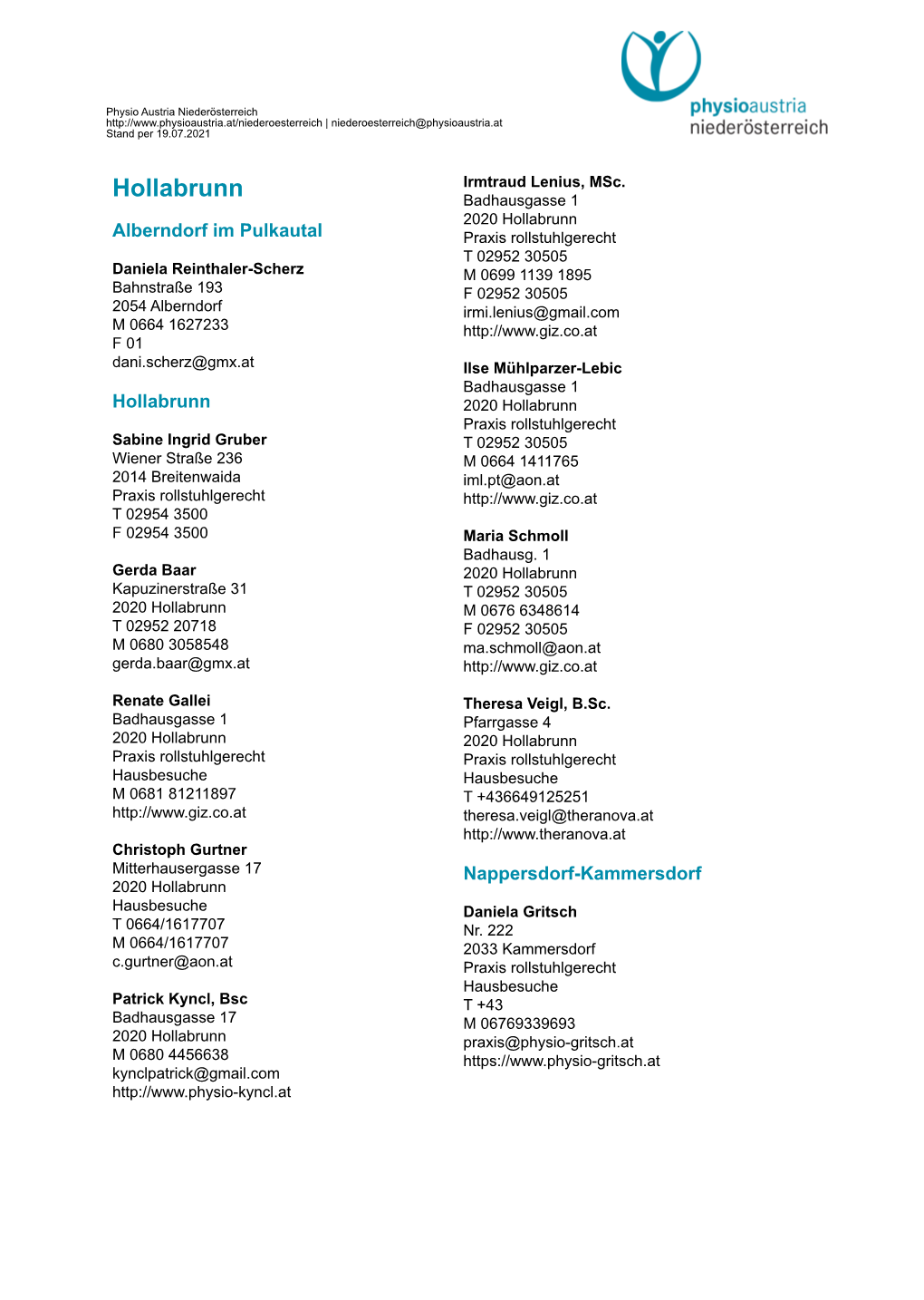 Freiberuflichen Liste Hollabrunn