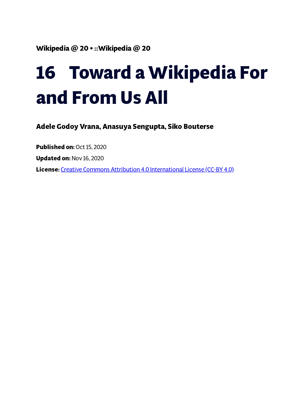 16€€€€Toward a Wikipedia for and from Us