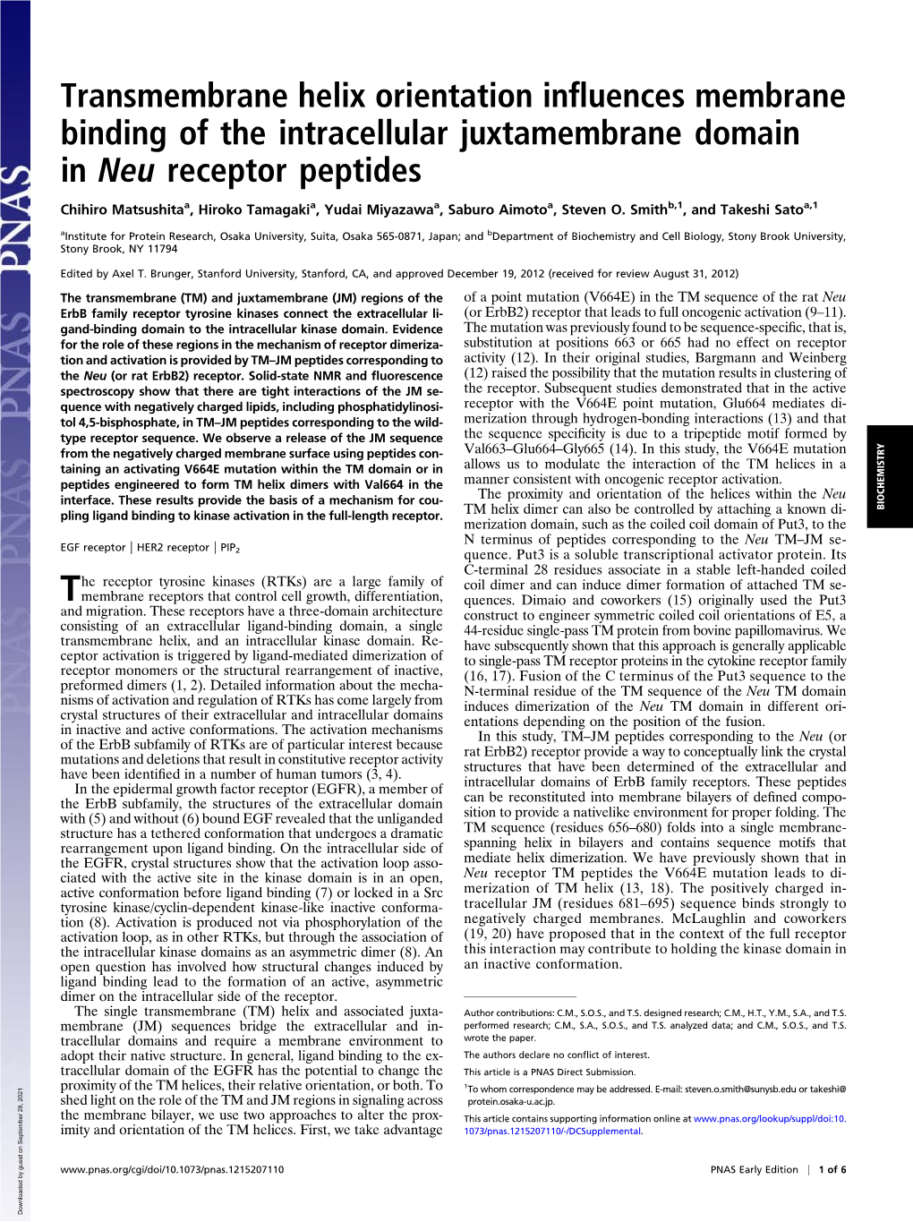 Transmembrane Helix Orientation Influences Membrane Binding of The