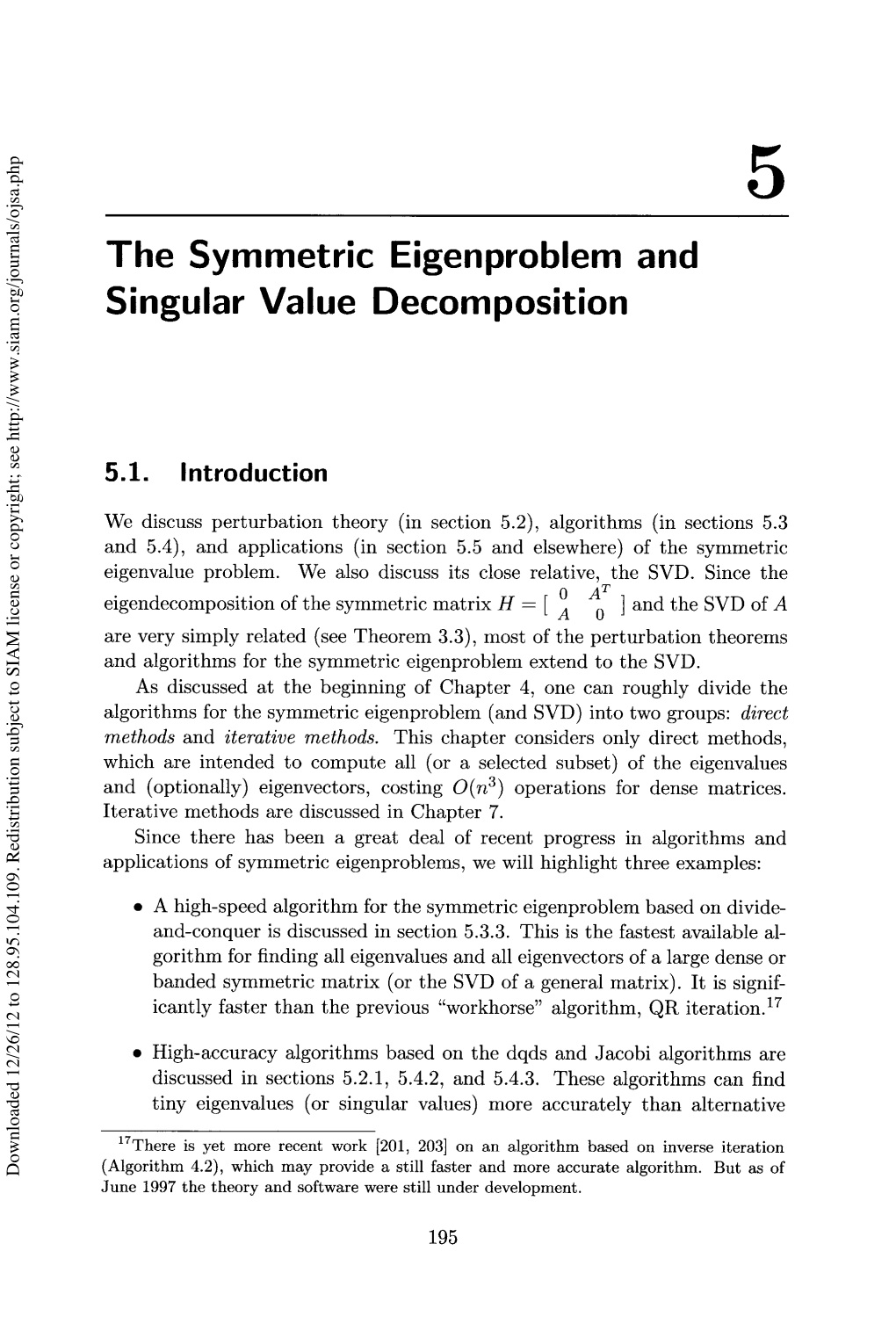 5. the Symmetric Eigenproblem and Singular Value Decomposition
