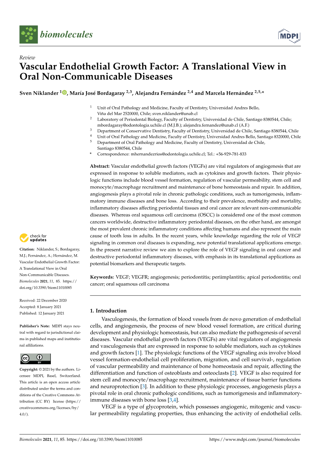 Vascular Endothelial Growth Factor: a Translational View in Oral Non-Communicable Diseases