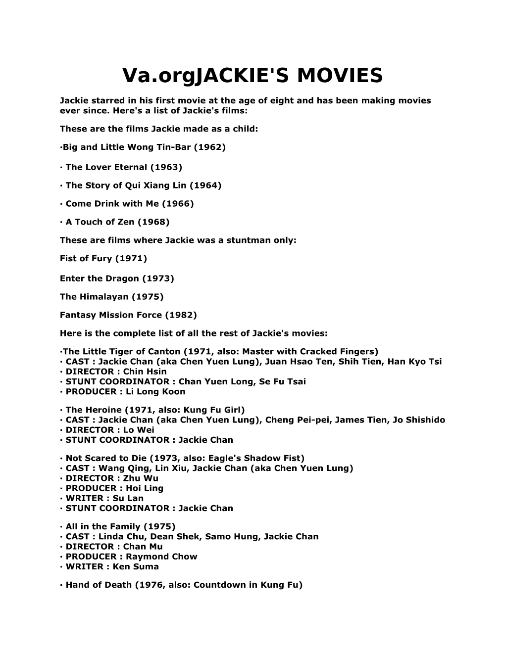 Va.Orgjackie's MOVIES