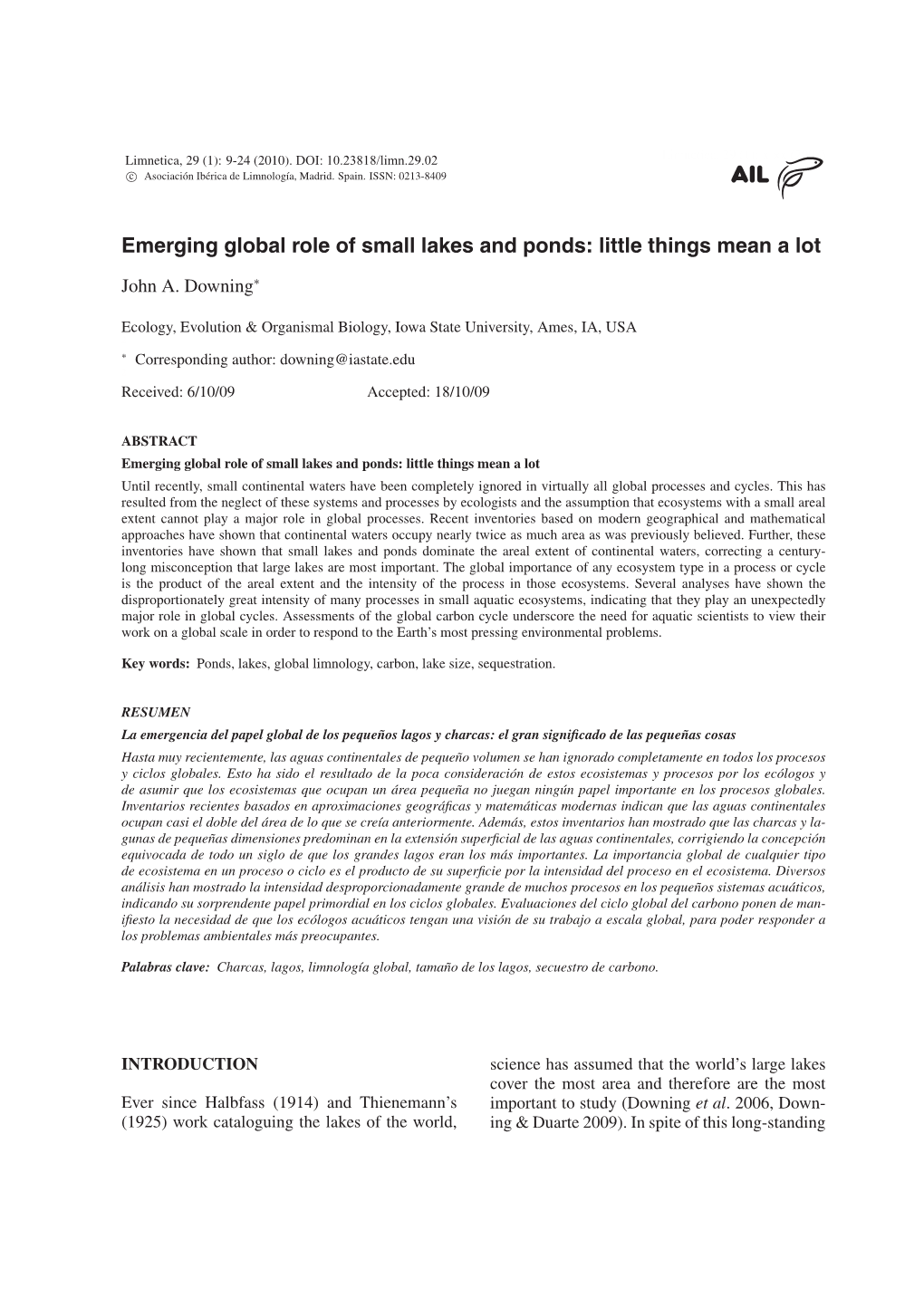 Emerging Global Role of Small Lakes and Ponds: Little Things Mean a Lot