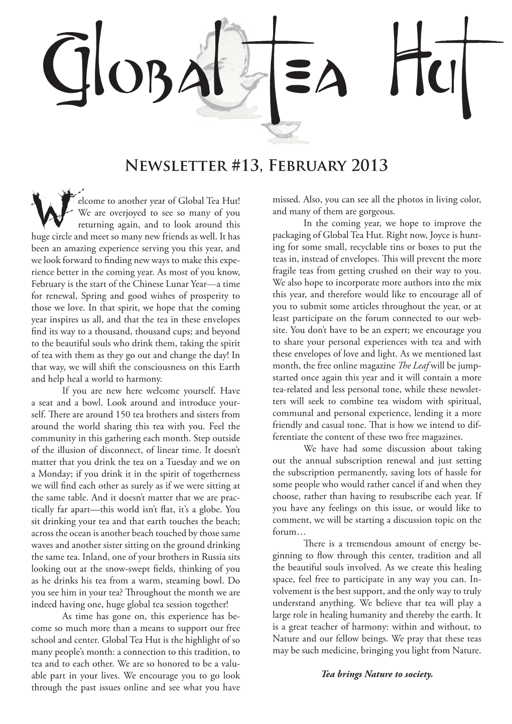 Newsletter #13, February 2013