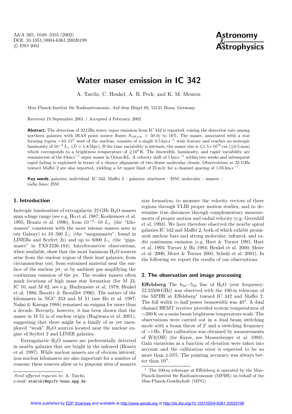 Water Maser Emission in IC 342