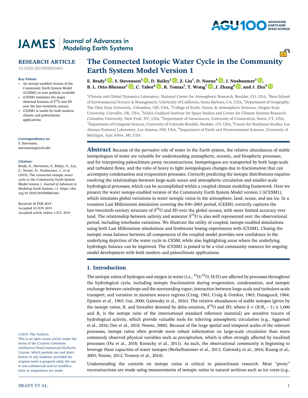 The Connected Isotopic Water Cycle in the Community Earth System Model Version 1