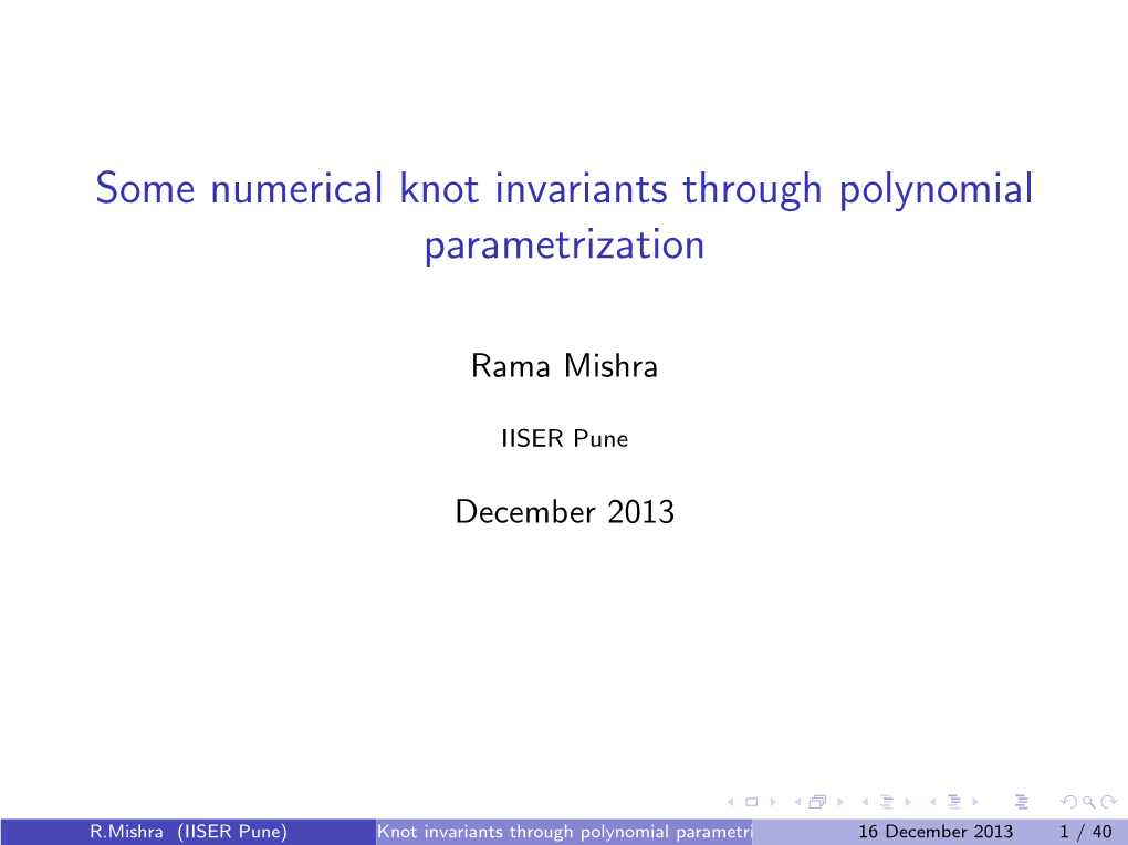 Some Numerical Knot Invariants Through Polynomial Parametrization