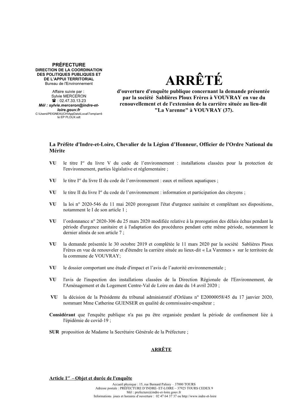 Arrêté EP PLOUX