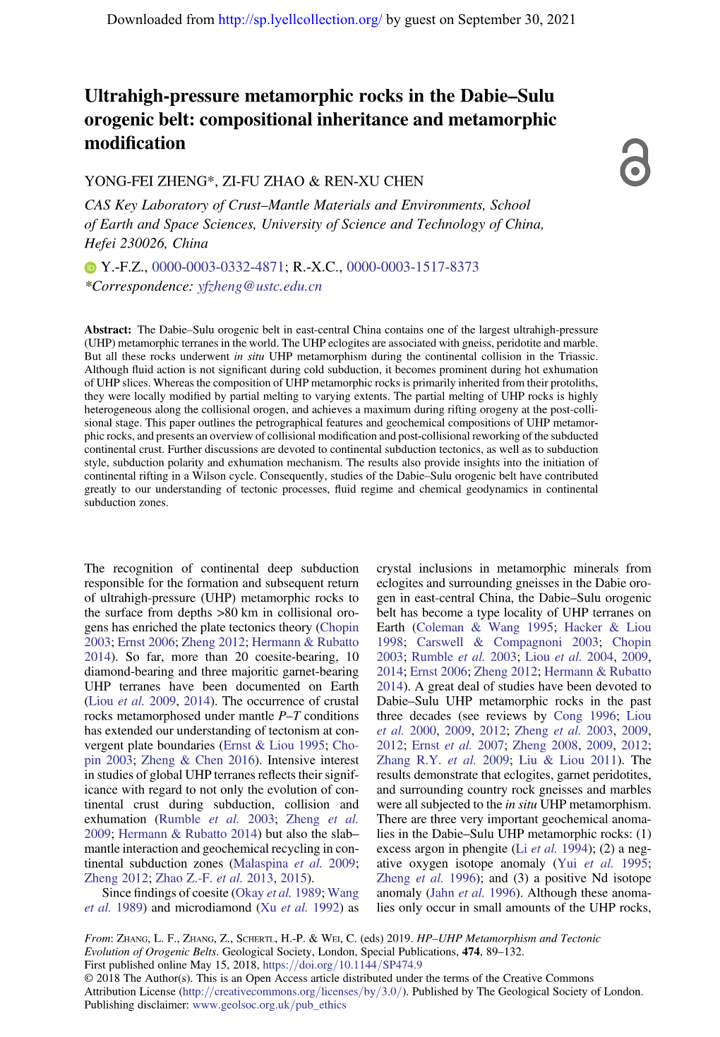 Ultrahigh-Pressure Metamorphic Rocks in the Dabie–Sulu Orogenic Belt: Compositional Inheritance and Metamorphic Modiﬁcation