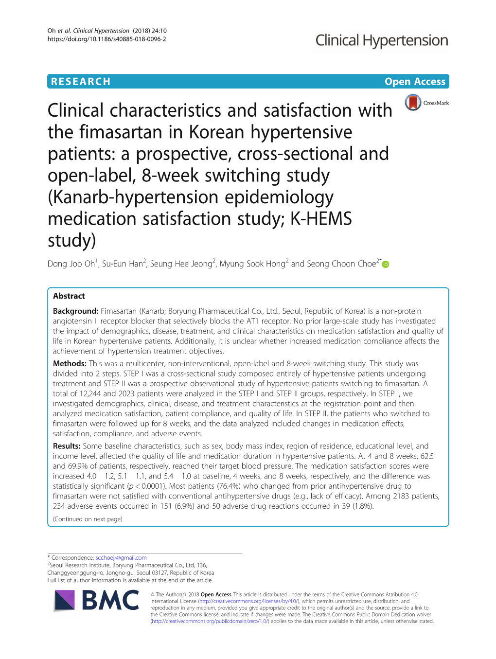 Clinical Characteristics and Satisfaction