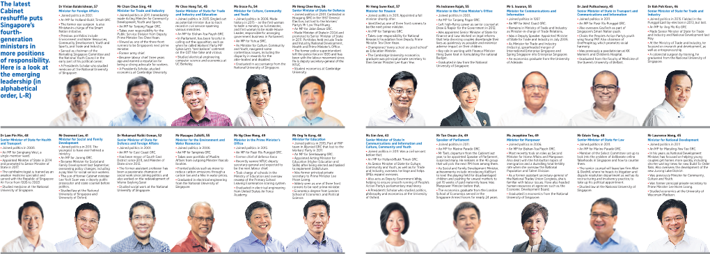 The Latest Cabinet Reshuf E Puts Singapore's Fourth- Generation