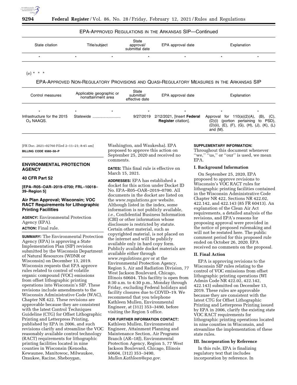 Federal Register/Vol. 86, No. 28/Friday, February 12, 2021/Rules