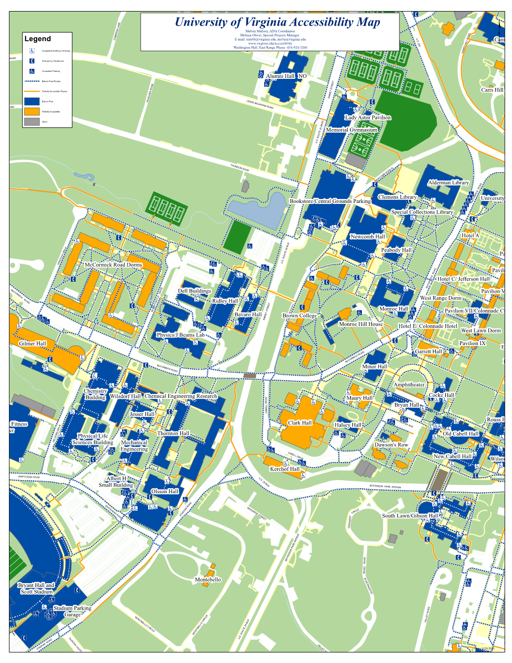 University of Virginia Accessibility Map O Melvin Mallory, ADA Coordinator R D E S a M Melissa Oliver, Special Projecptsr Manager IG O G U a L AN