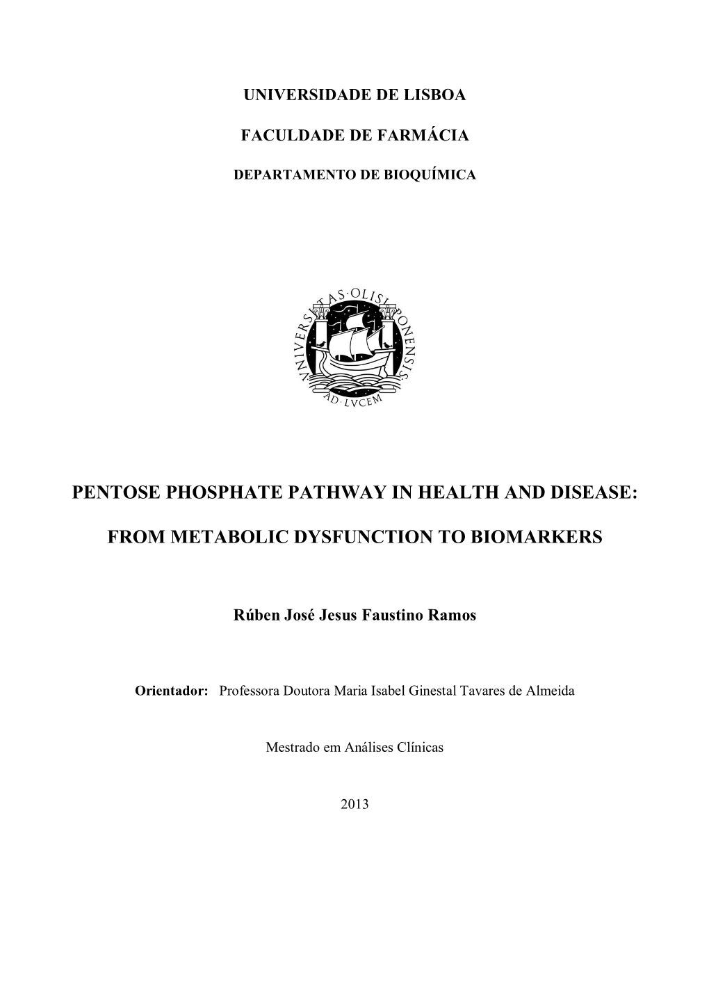 Pentose Phosphate Pathway in Health and Disease: from Metabolic