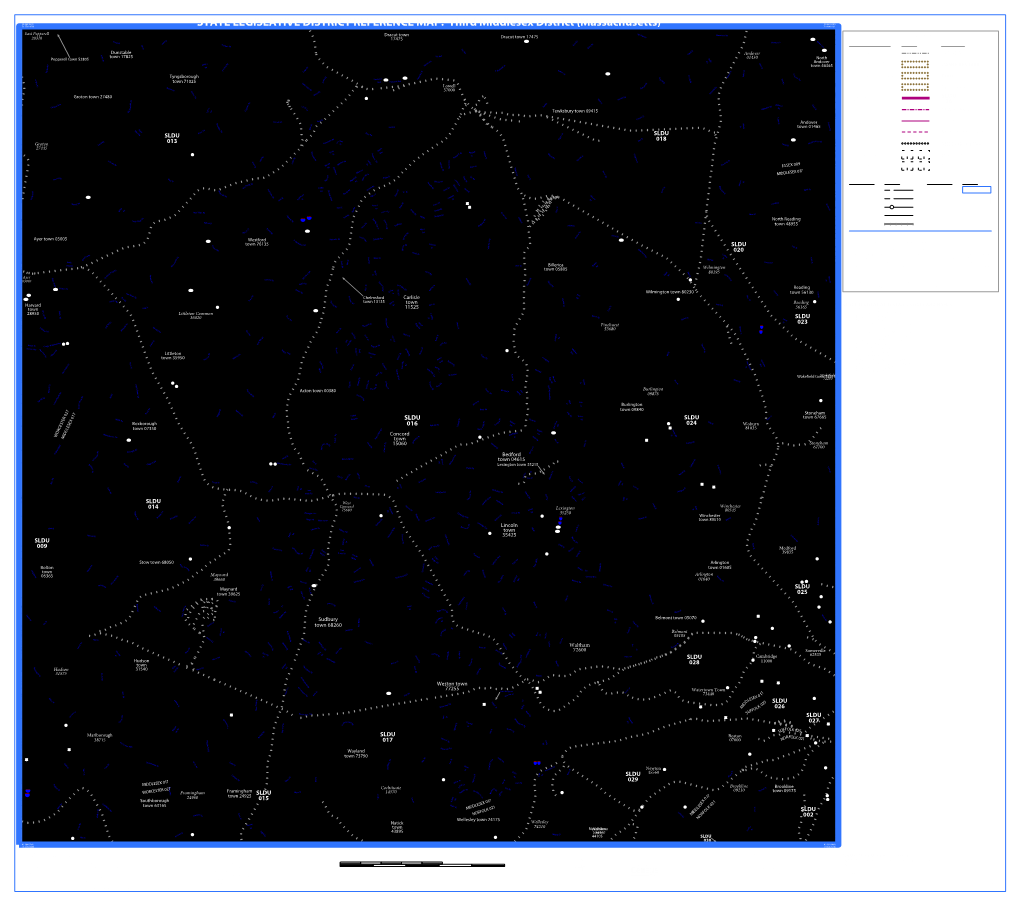 STATE LEGISLATIVE DISTRICT REFERENCE MAP: Third Middlesex District (Massachusetts) 71.09031W