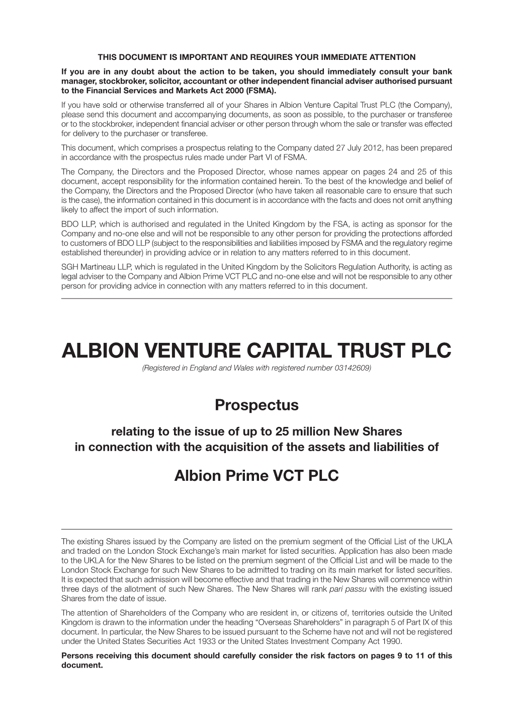 Albion Venture Capital Trust