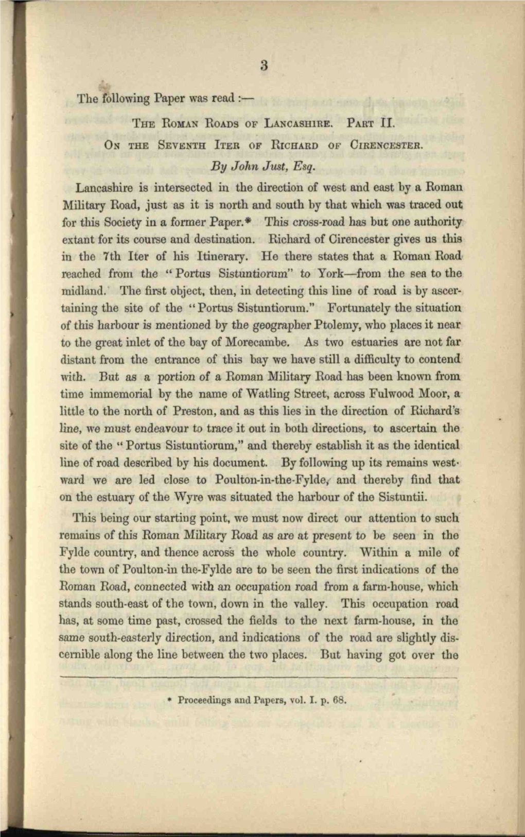 The Paper Was Read : the ROMAN ROADS of LANCASHIRE. PART II