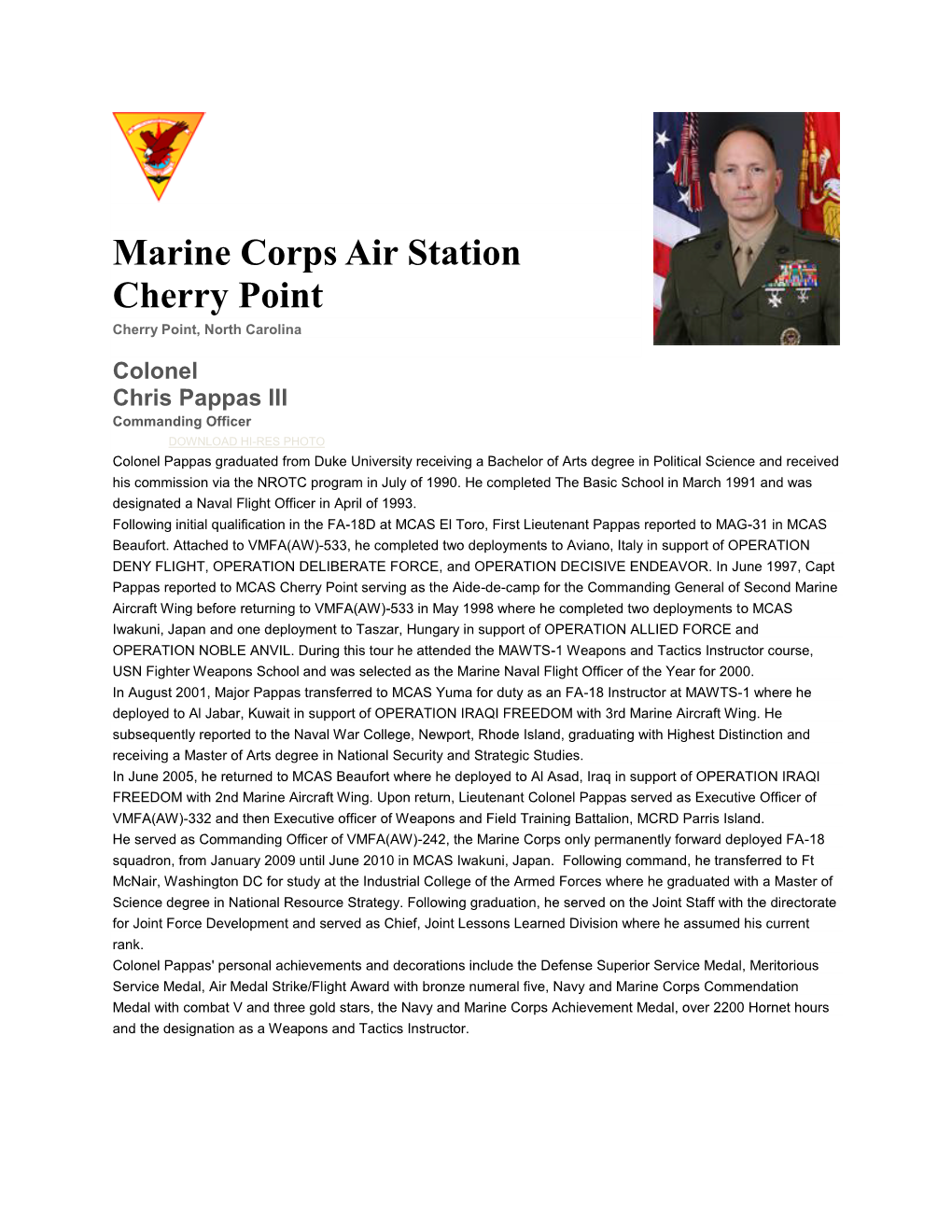 Marine Corps Air Station Cherry Point