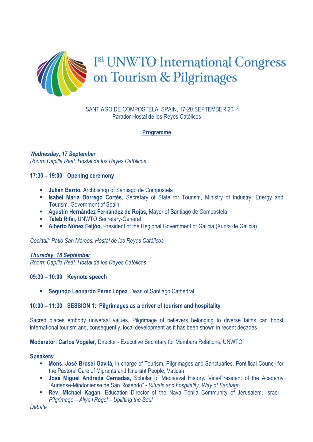 First International Congress on Pilgrimages and Tourism