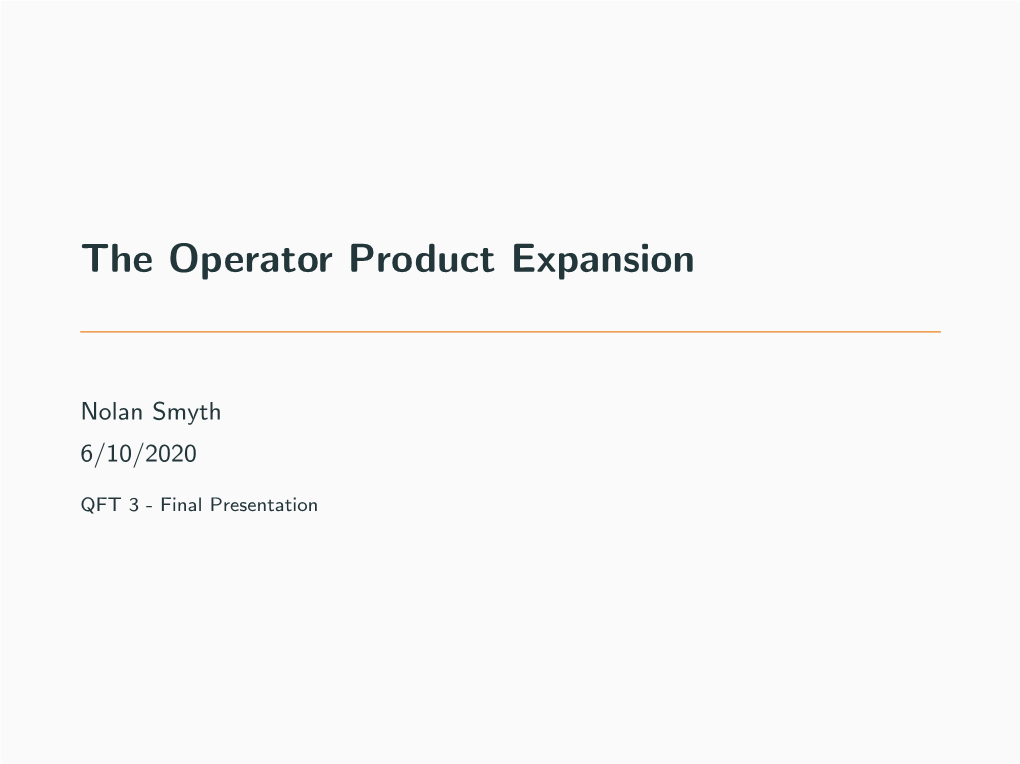 The Operator Product Expansion