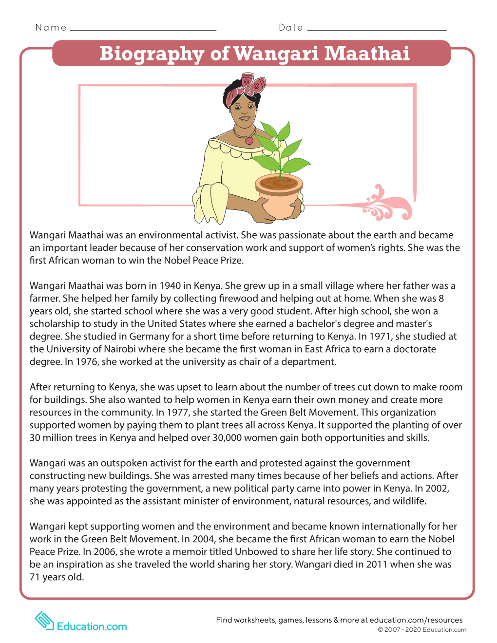 Biography of Wangari Maathai