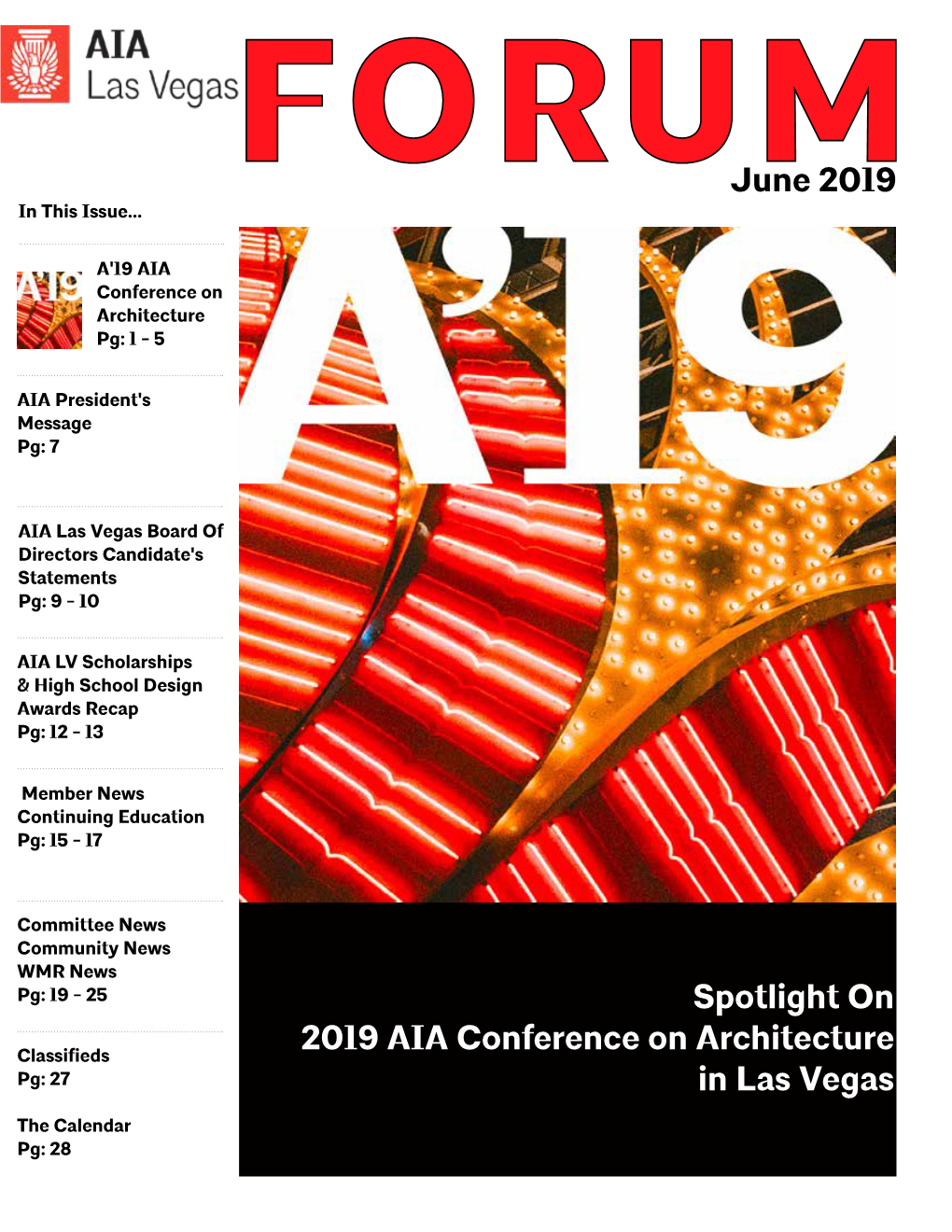 June 2019 Spotlight on 2019 AIA Conference on Architecture in Las